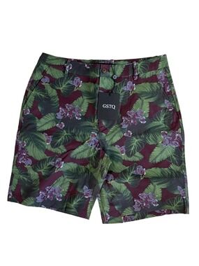 GSTQ Tropical Print Shorts Jungle Leaf Floral Chino Mens Size 32 NWT